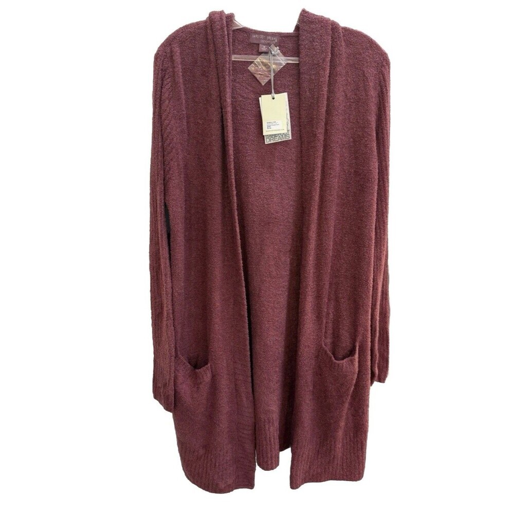 Barefoot Dreams Relaxed Cozychic Lite Womens Sz M Berry Hooded Cardigan Sweater
